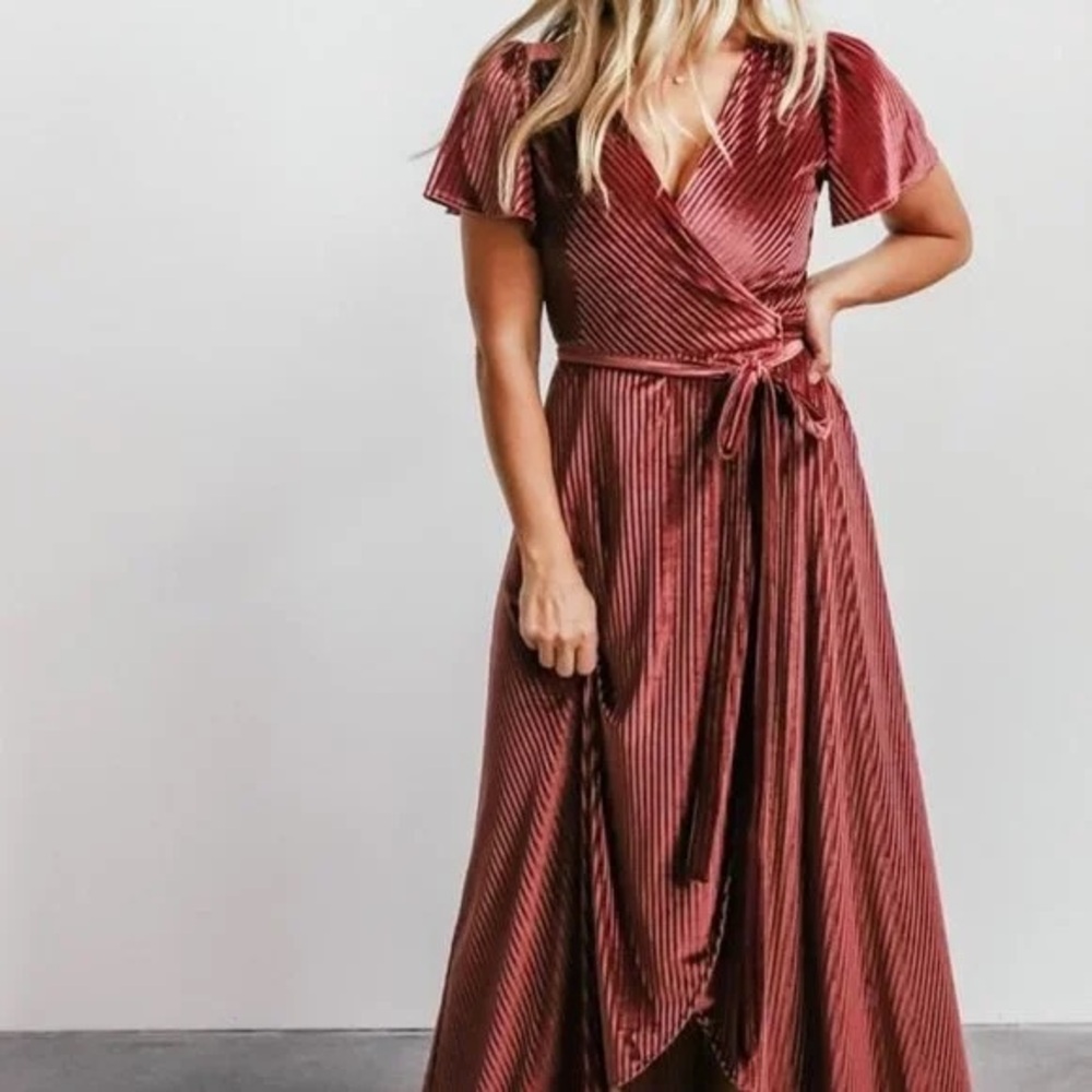 Baltic Born Andi Ribbed Velvet Wrap Dress